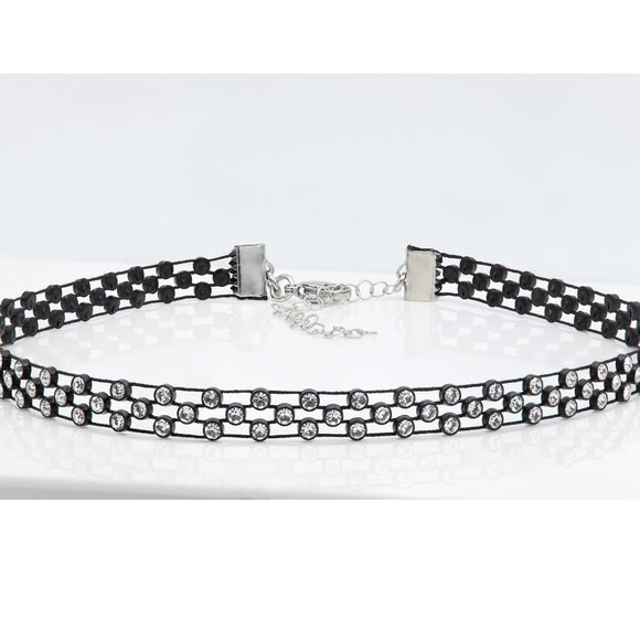 Sparkly White Stones Choker Necklace Adjustable White Rhinestone Chokers  (#37) - Picture 1 of 11
